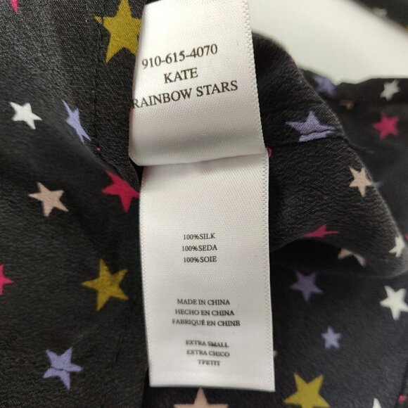 Rails Kate Silk Rainbow Stars Shirt Women's Size XS Button Front Long Sleeves - Picture 8 of 9